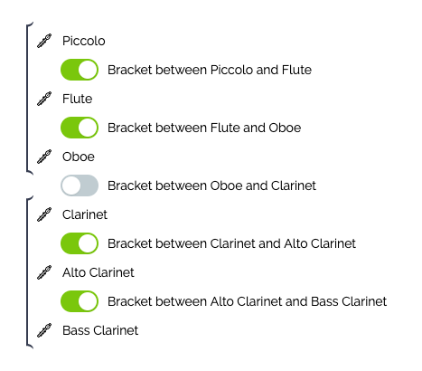 Group parts together with brackets