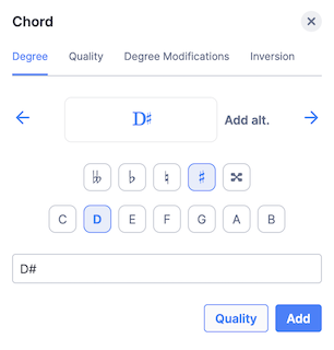 Dialog to input the root of a chord