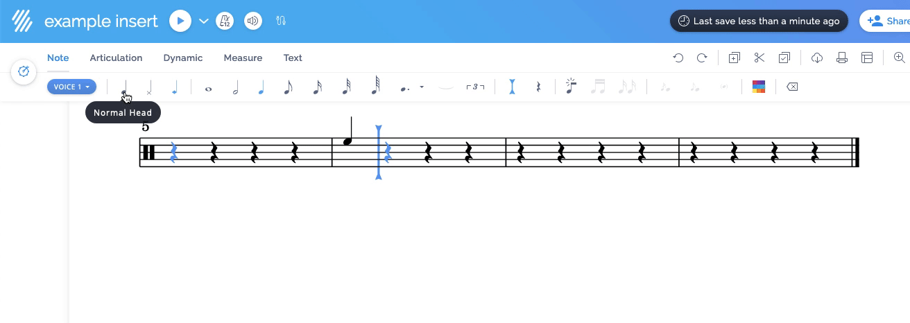 Notehead in insert mode