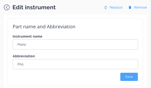 Edit part name & abbreviation