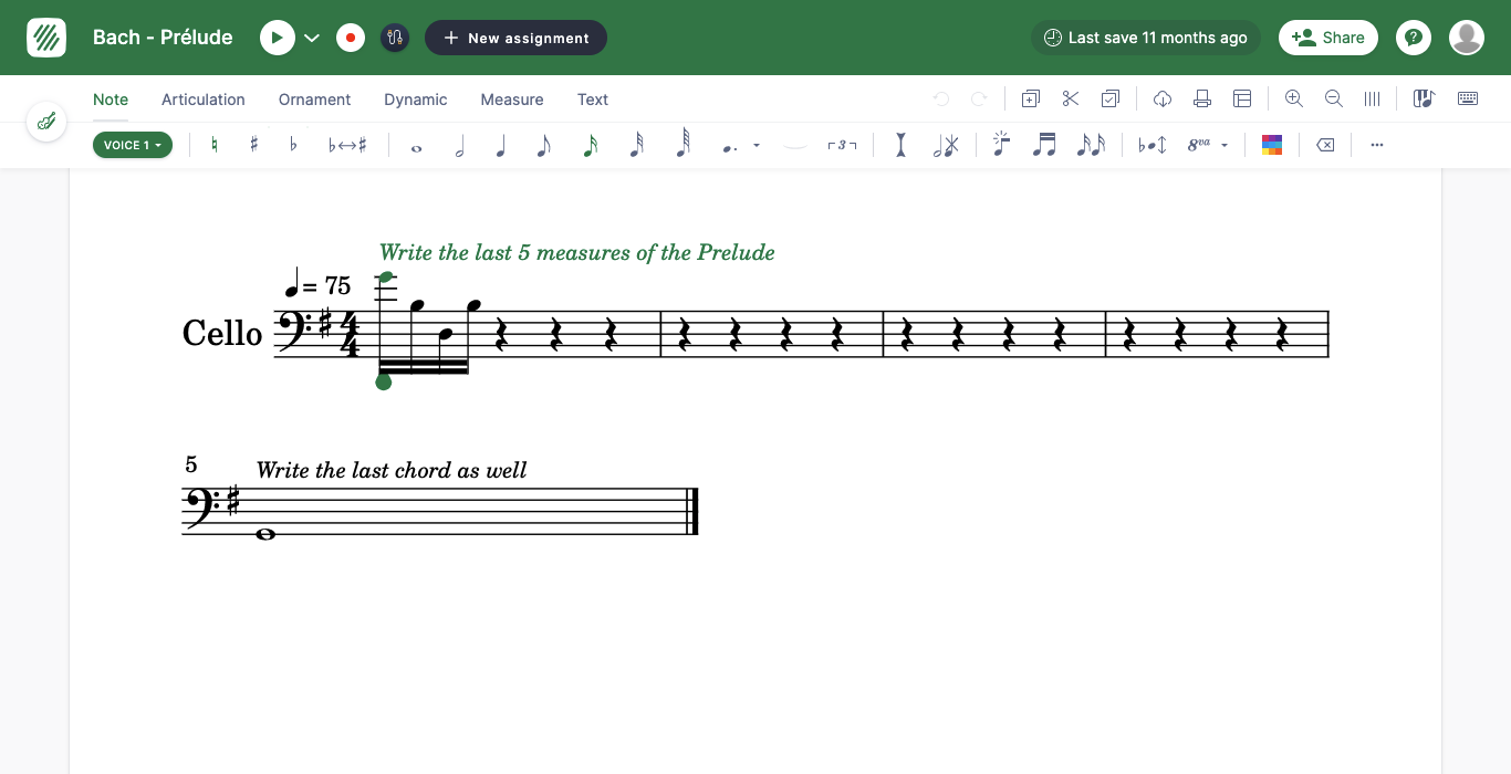 Example template score