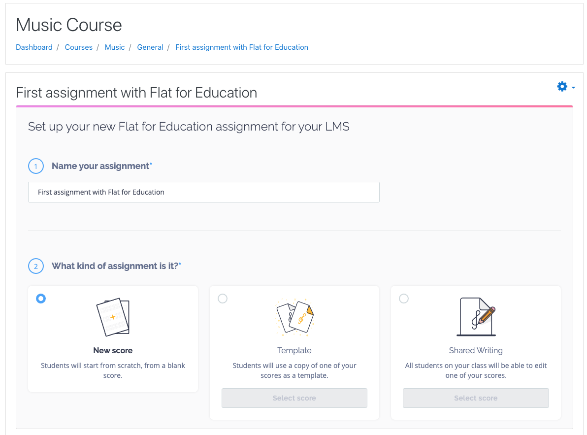 Complete assignment setup in Moodle