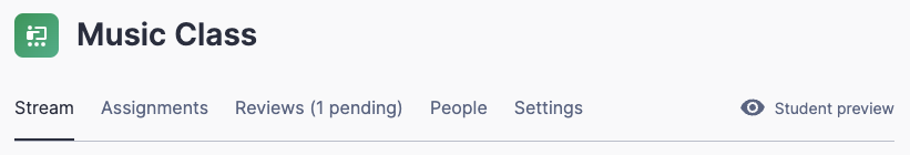 Student Preview button in classes navigation