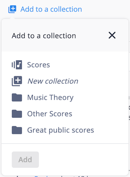 Add any public sheet music to your collections