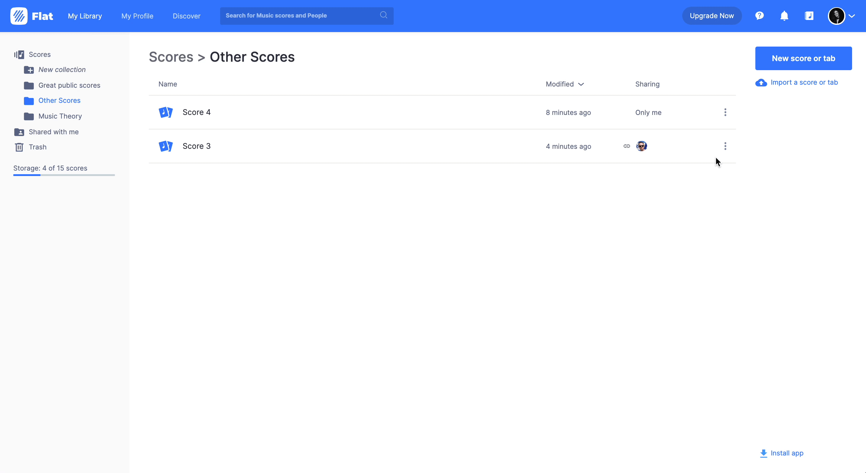 Share scores from your Library